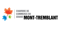 Logo of the Chambre de Commerce du Grand Mont-Tremblant with three colored maple leaves and the organization name in French.